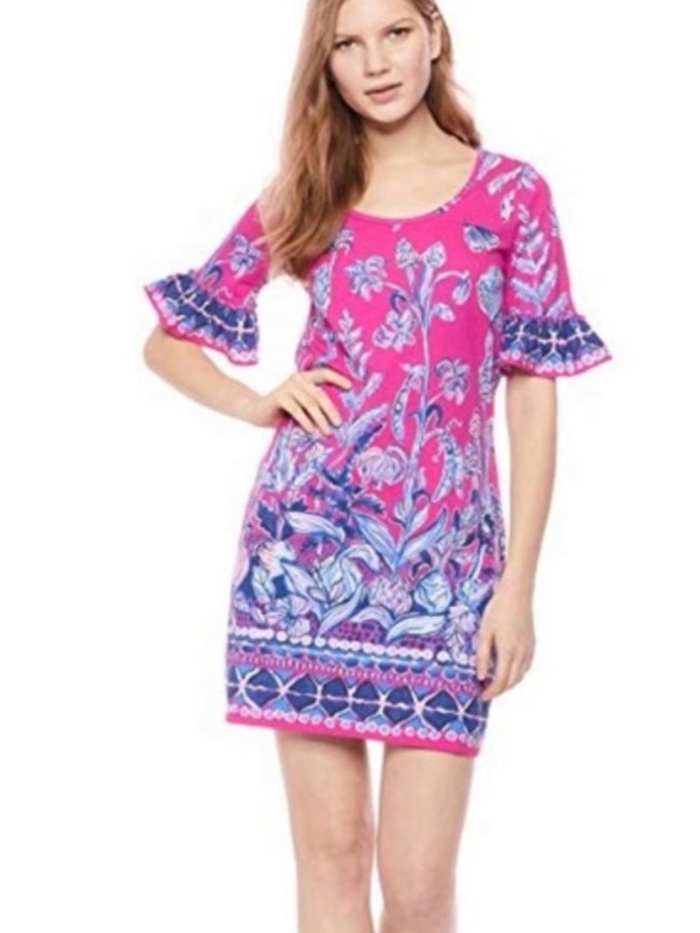 Lilly Pulitzer Jayden Un Beet Able Dress with Ruffle Sleeves